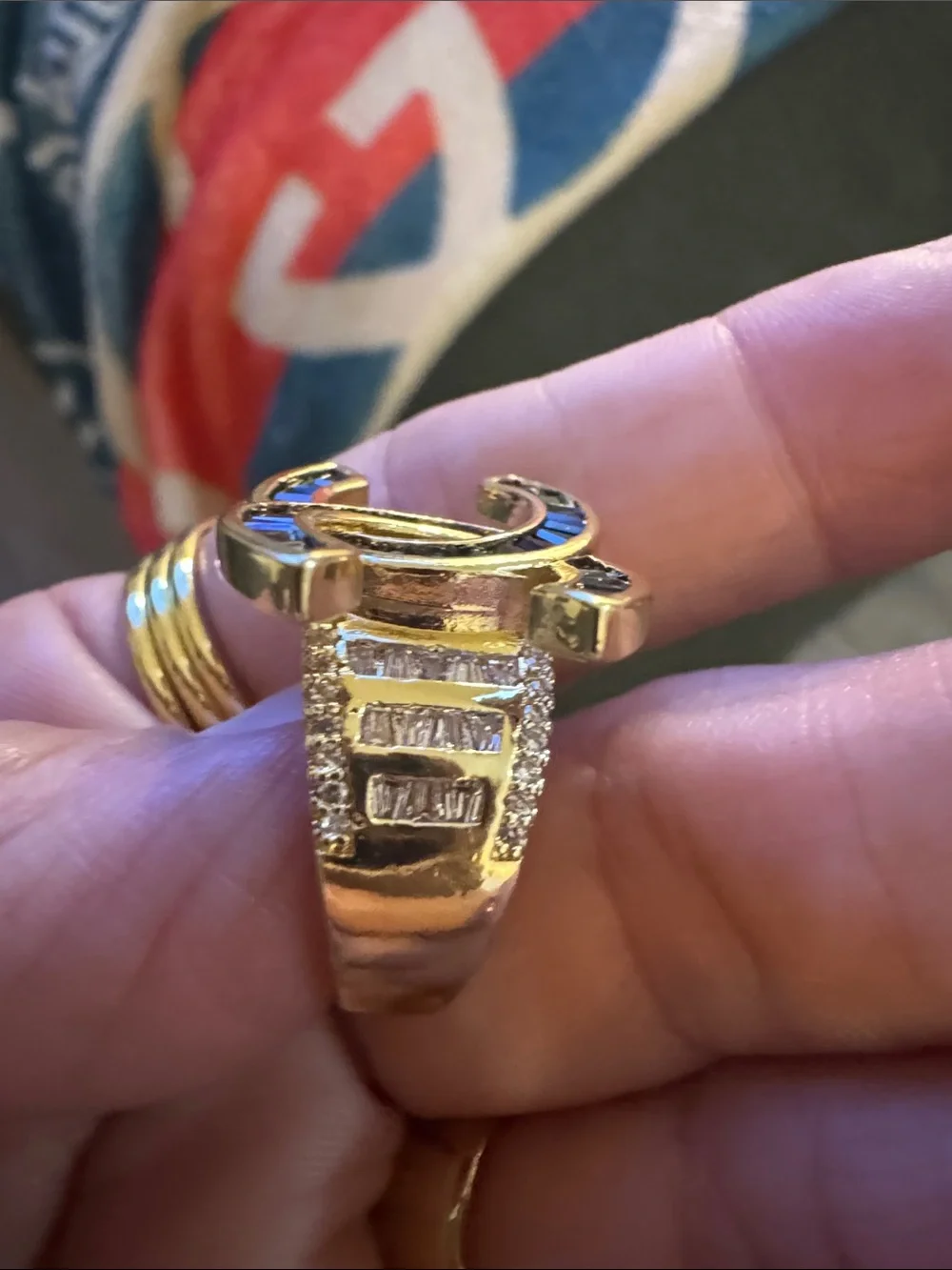 14k plated  Designer-Gold & Black ring size 7